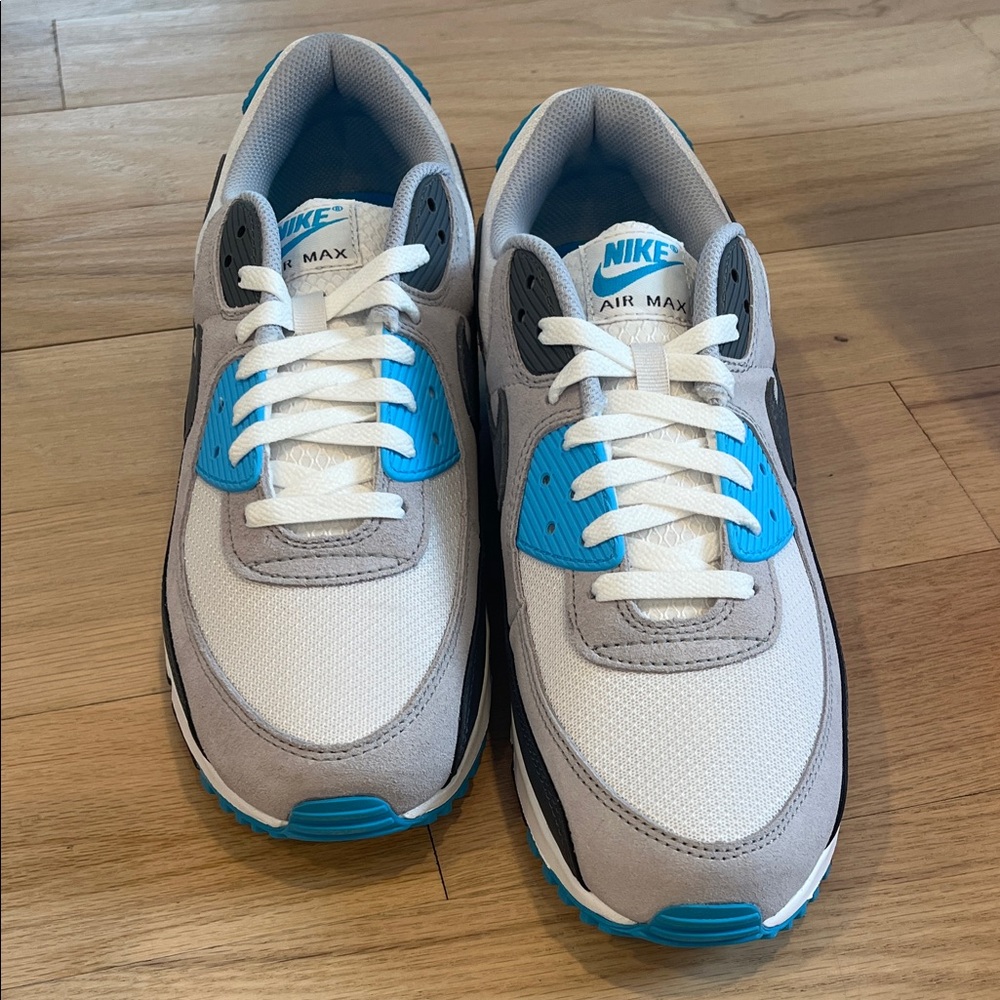 Nike Air Max 90 Sneakers, Platinum Tint/Blue Lightning/Wolf Grey/Iron Grey - Picture 5 of 6